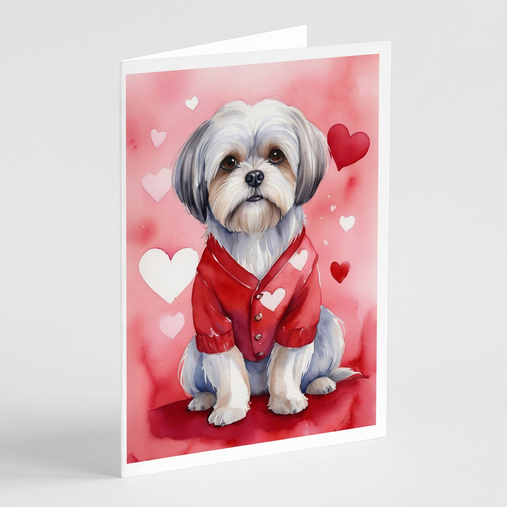 Lhasa Apso My Valentine Greeting Cards Pack of 8 Blank Cards with Envelopes Whimsical A7 Size 5x7
