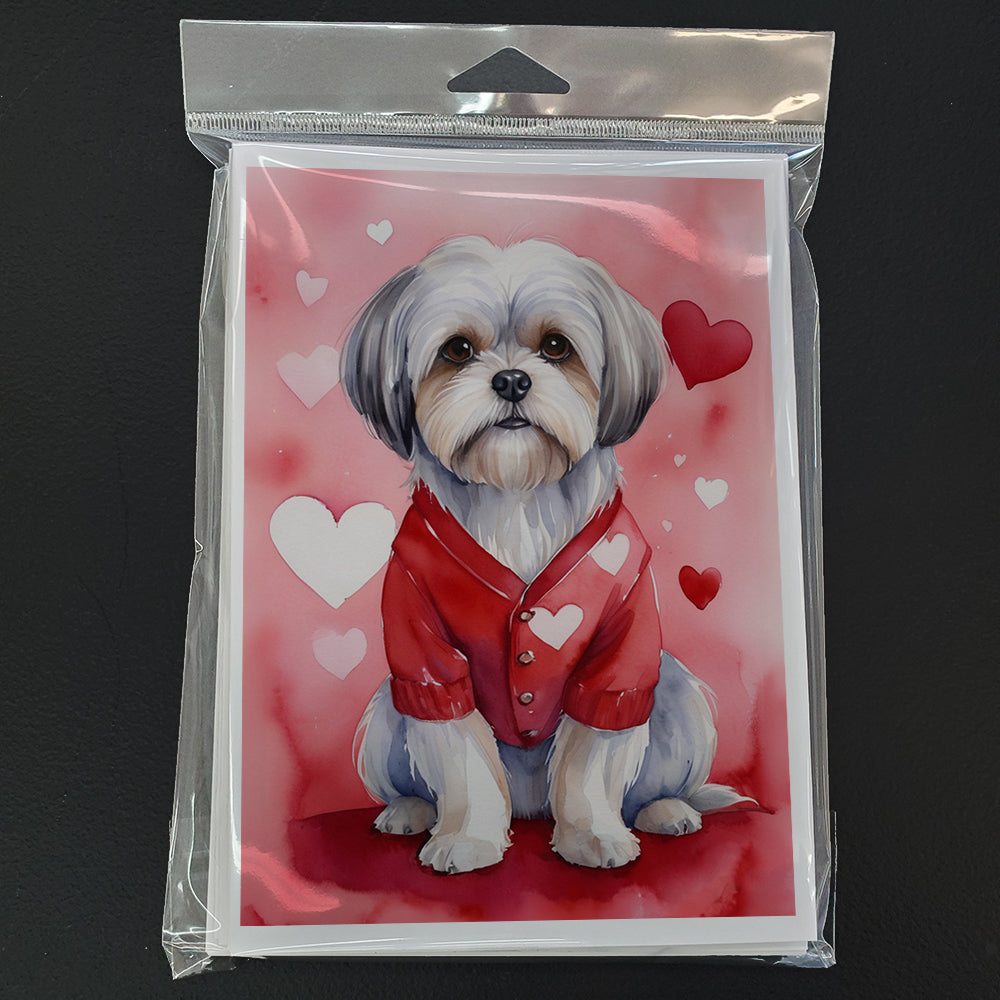 Lhasa Apso My Valentine Greeting Cards Pack of 8 Blank Cards with Envelopes Whimsical A7 Size 5x7