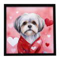 Lhasa Apso My Valentine Framed Metal Print Bathroom, Kitchen, Office, Home Decor Wall Art Ready to Hang, Square, 8X8