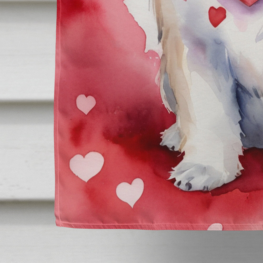 Lhasa Apso My Valentine House Flag 28x40 Porch Sleeve Pole Decorative Outside Yard Banner Artwork Wall Hanging, Polyester