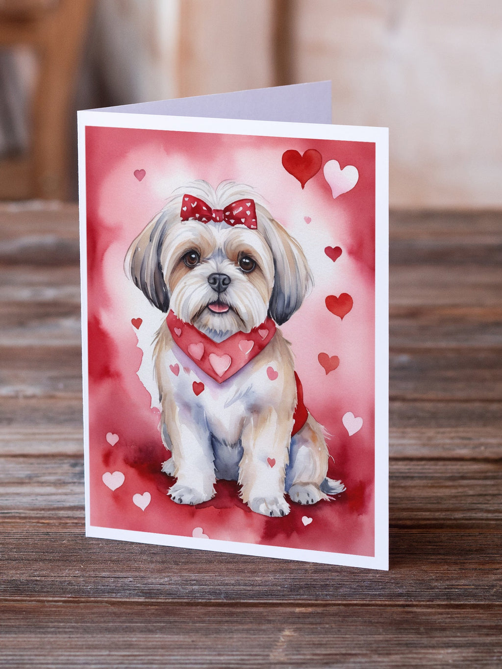 Lhasa Apso My Valentine Greeting Cards Pack of 8 Blank Cards with Envelopes Whimsical A7 Size 5x7