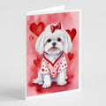 Maltese My Valentine Greeting Cards Pack of 8 Blank Cards with Envelopes Whimsical A7 Size 5x7