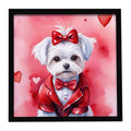 Maltese My Valentine Framed Metal Print Bathroom, Kitchen, Office, Home Decor Wall Art Ready to Hang, Square, 8X8