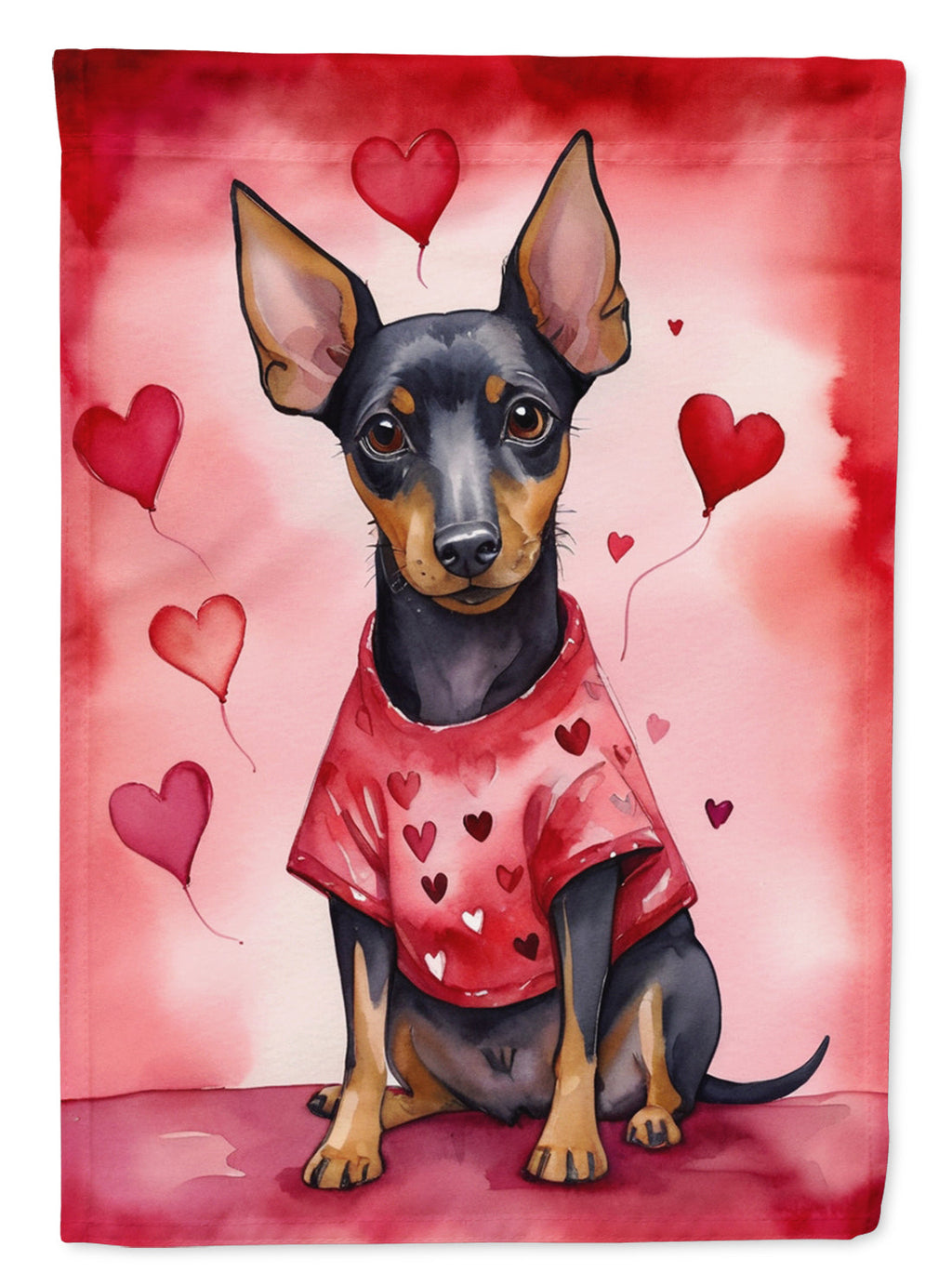 Manchester Terrier My Valentine House Flag 28x40 Porch Sleeve Pole Decorative Outside Yard Banner Artwork Wall Hanging, Polyester