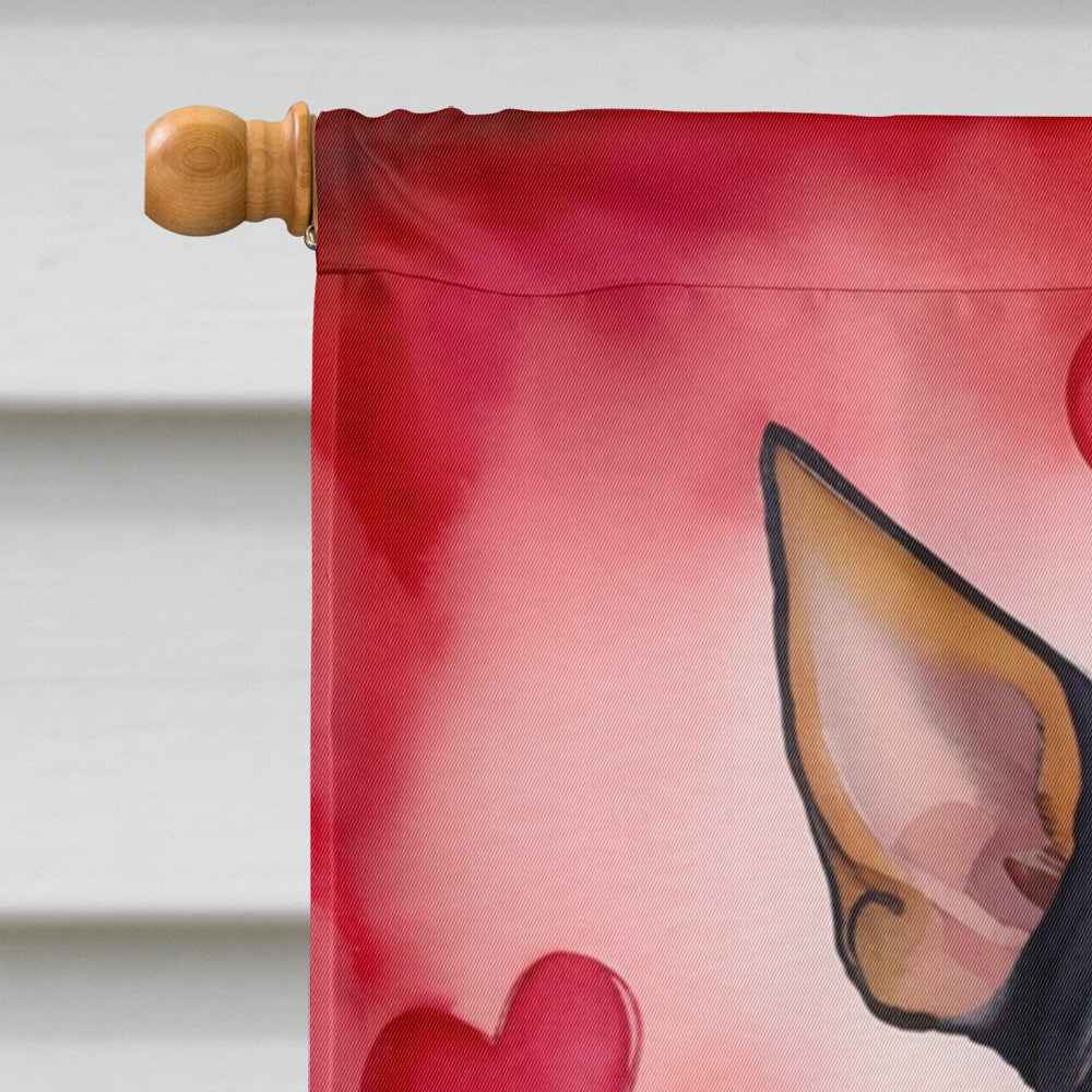 Manchester Terrier My Valentine House Flag 28x40 Porch Sleeve Pole Decorative Outside Yard Banner Artwork Wall Hanging, Polyester
