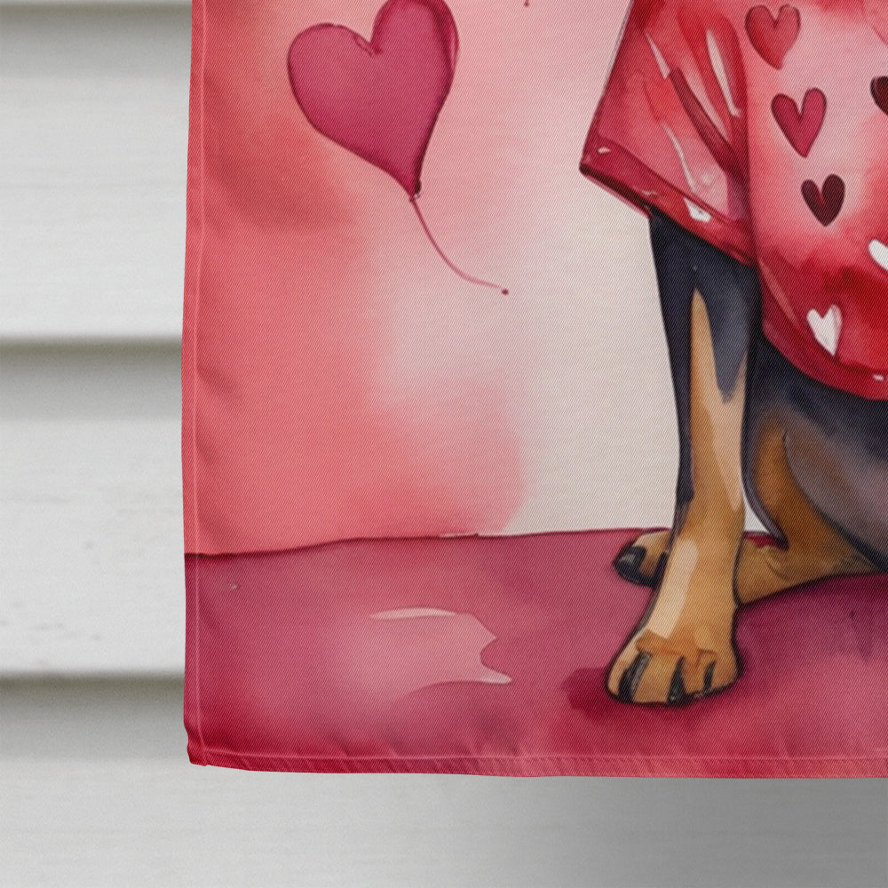 Manchester Terrier My Valentine House Flag 28x40 Porch Sleeve Pole Decorative Outside Yard Banner Artwork Wall Hanging, Polyester