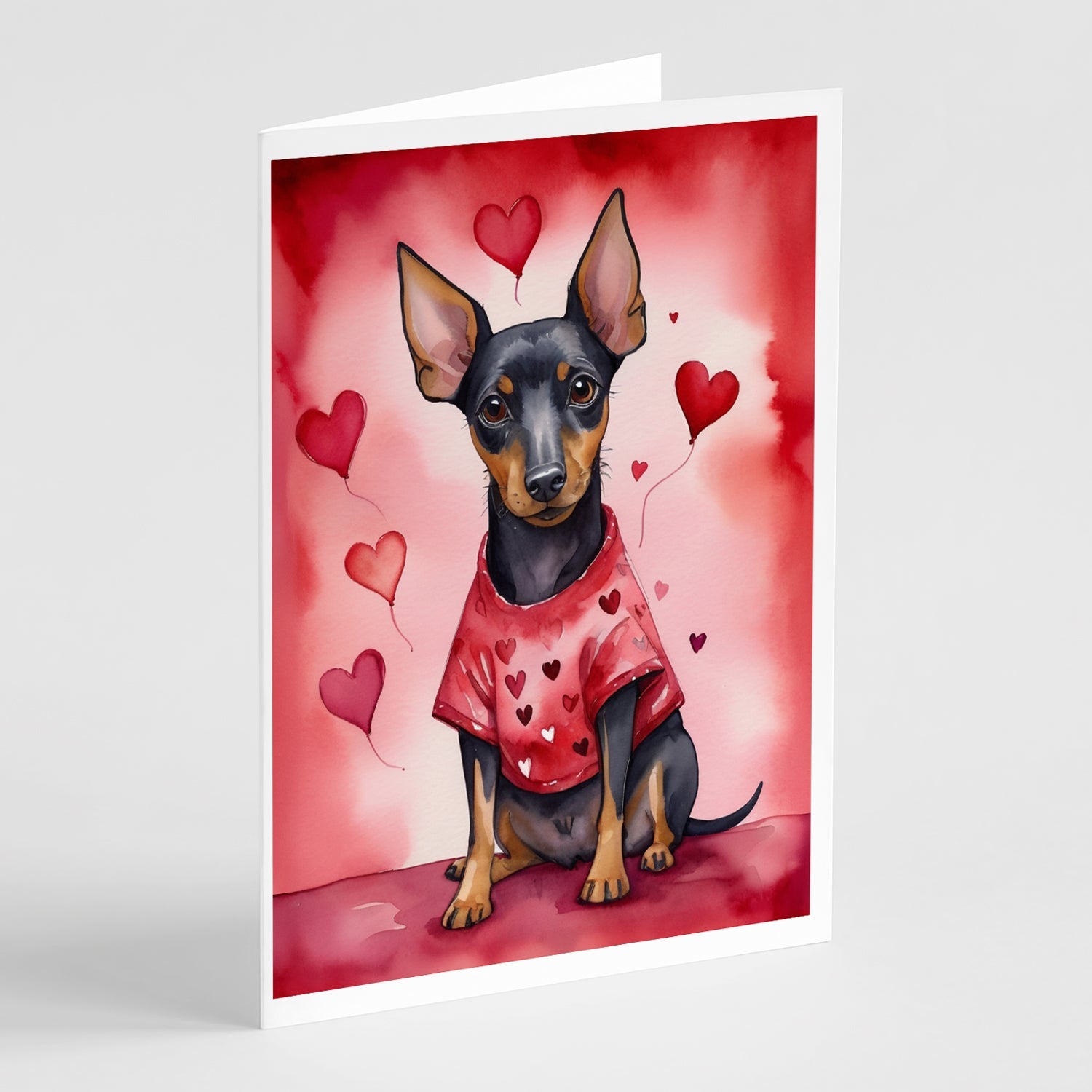 Manchester Terrier My Valentine Greeting Cards Pack of 8 Blank Cards with Envelopes Whimsical A7 Size 5x7