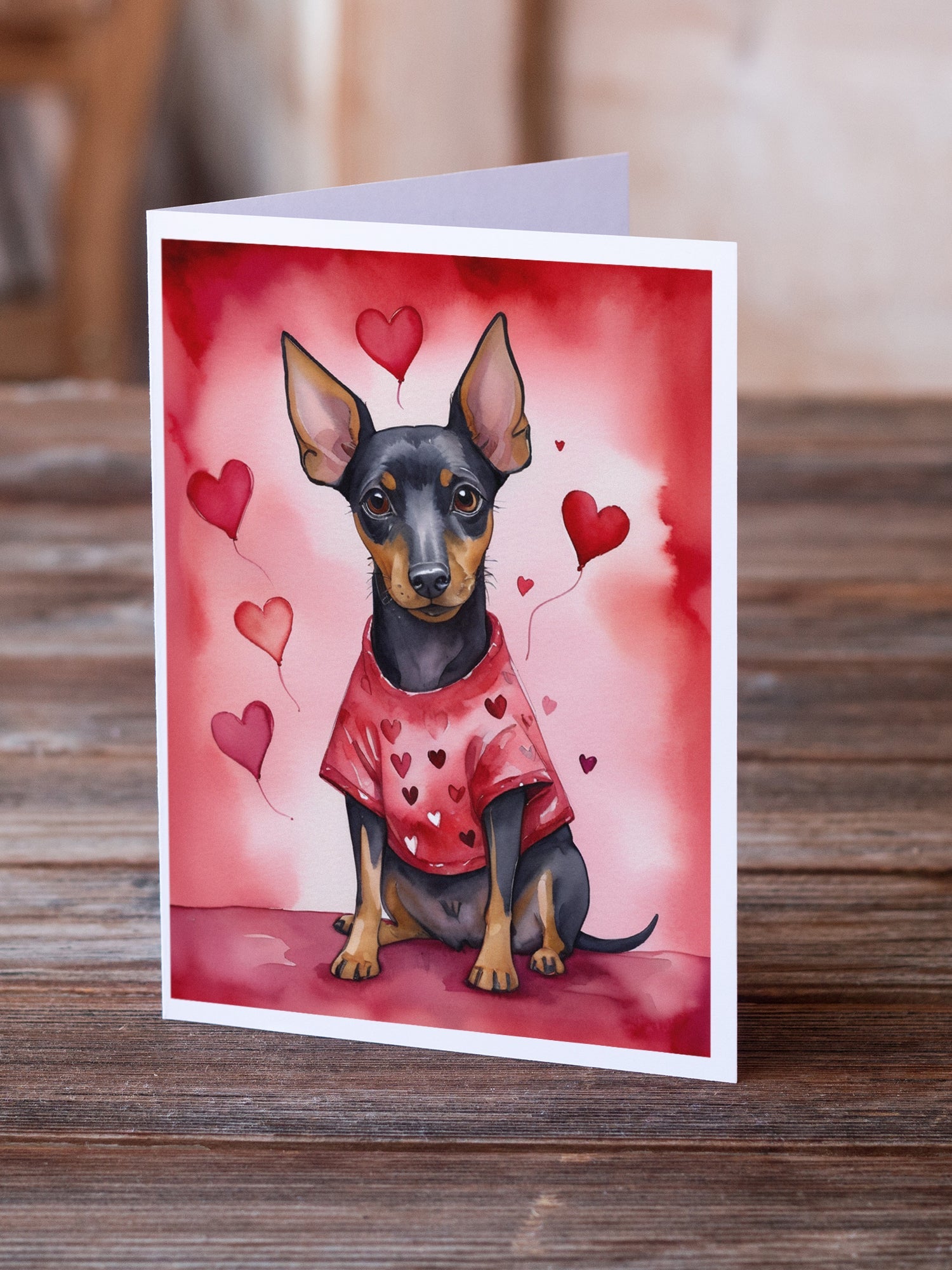 Manchester Terrier My Valentine Greeting Cards Pack of 8 Blank Cards with Envelopes Whimsical A7 Size 5x7