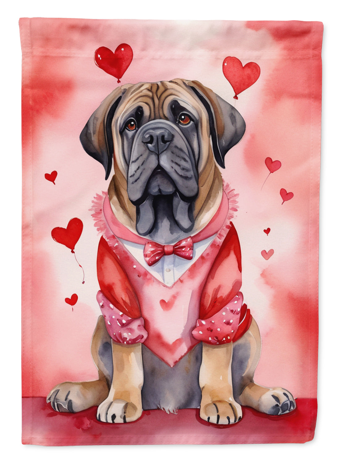 Mastiff My Valentine House Flag 28x40 Porch Sleeve Pole Decorative Outside Yard Banner Artwork Wall Hanging, Polyester