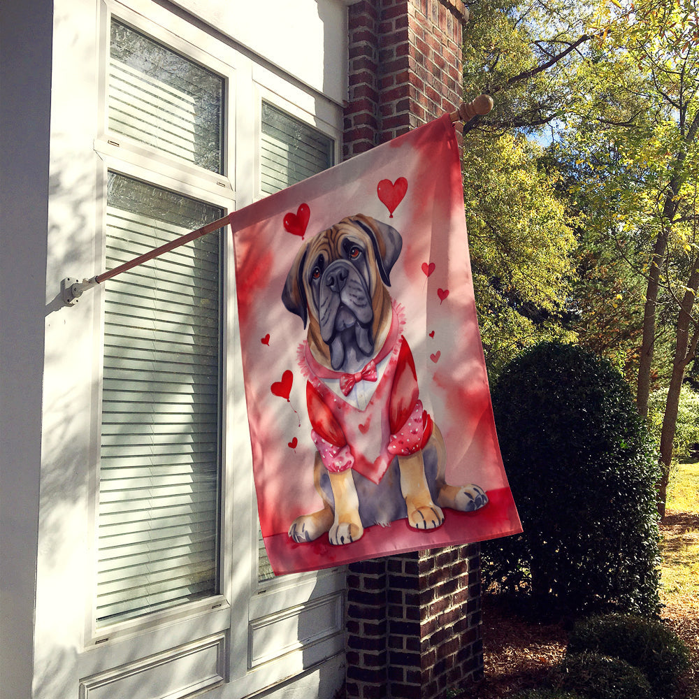 Mastiff My Valentine House Flag 28x40 Porch Sleeve Pole Decorative Outside Yard Banner Artwork Wall Hanging, Polyester