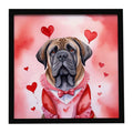 Mastiff My Valentine Framed Metal Print Bathroom, Kitchen, Office, Home Decor Wall Art Ready to Hang, Square, 8X8