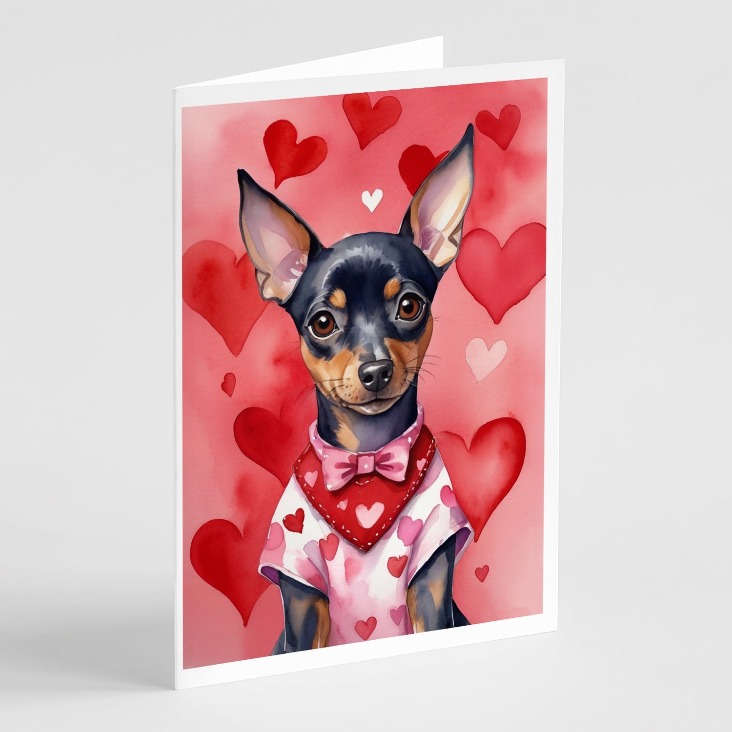 Miniature Pinscher My Valentine Greeting Cards Pack of 8 Blank Cards with Envelopes Whimsical A7 Size 5x7