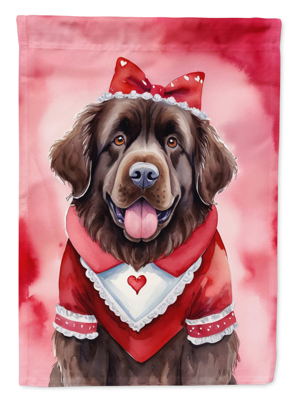 Newfoundland My Valentine House Flag 28x40 Porch Sleeve Pole Decorative Outside Yard Banner Artwork Wall Hanging, Polyester
