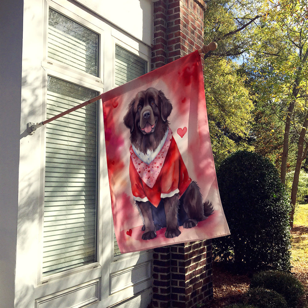 Newfoundland My Valentine House Flag 28x40 Porch Sleeve Pole Decorative Outside Yard Banner Artwork Wall Hanging, Polyester