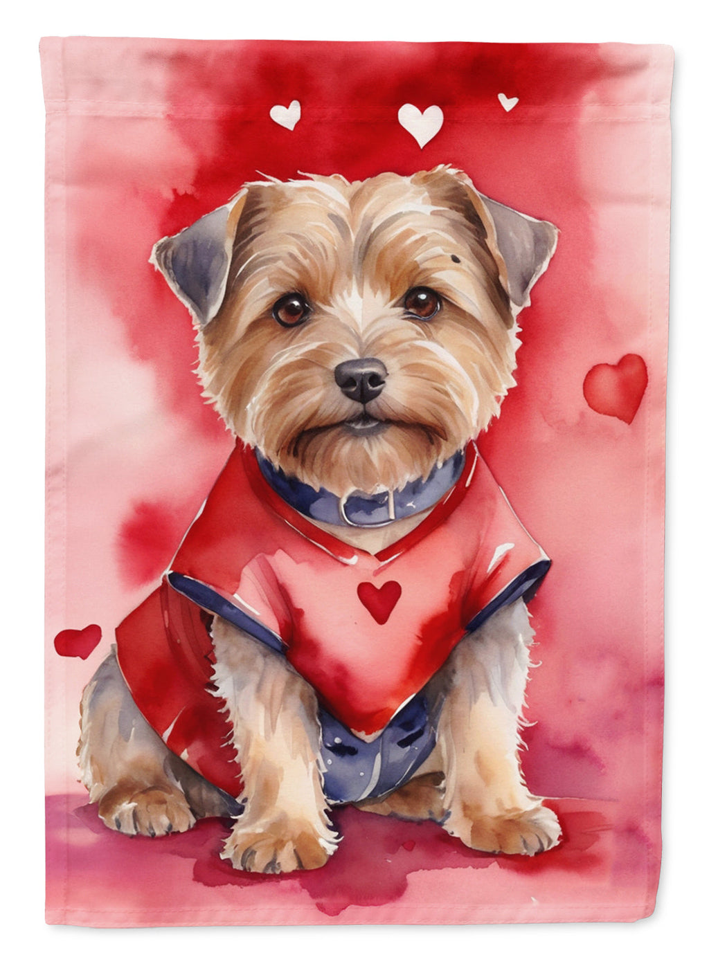 Norfolk Terrier My Valentine House Flag 28x40 Porch Sleeve Pole Decorative Outside Yard Banner Artwork Wall Hanging, Polyester