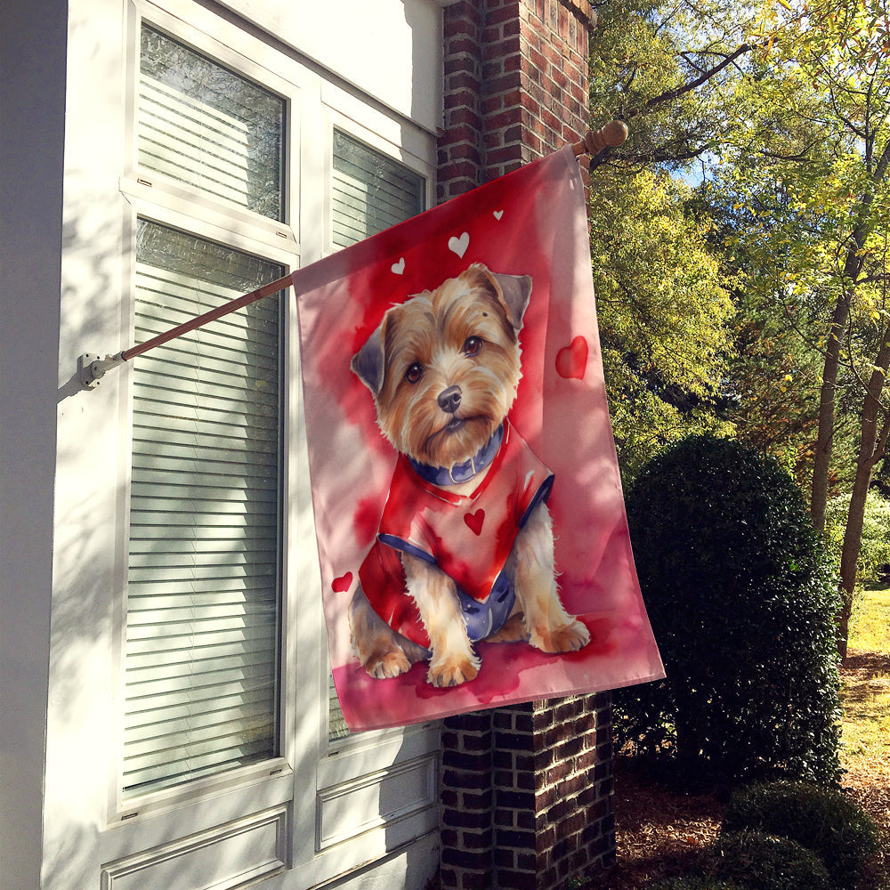 Norfolk Terrier My Valentine House Flag 28x40 Porch Sleeve Pole Decorative Outside Yard Banner Artwork Wall Hanging, Polyester