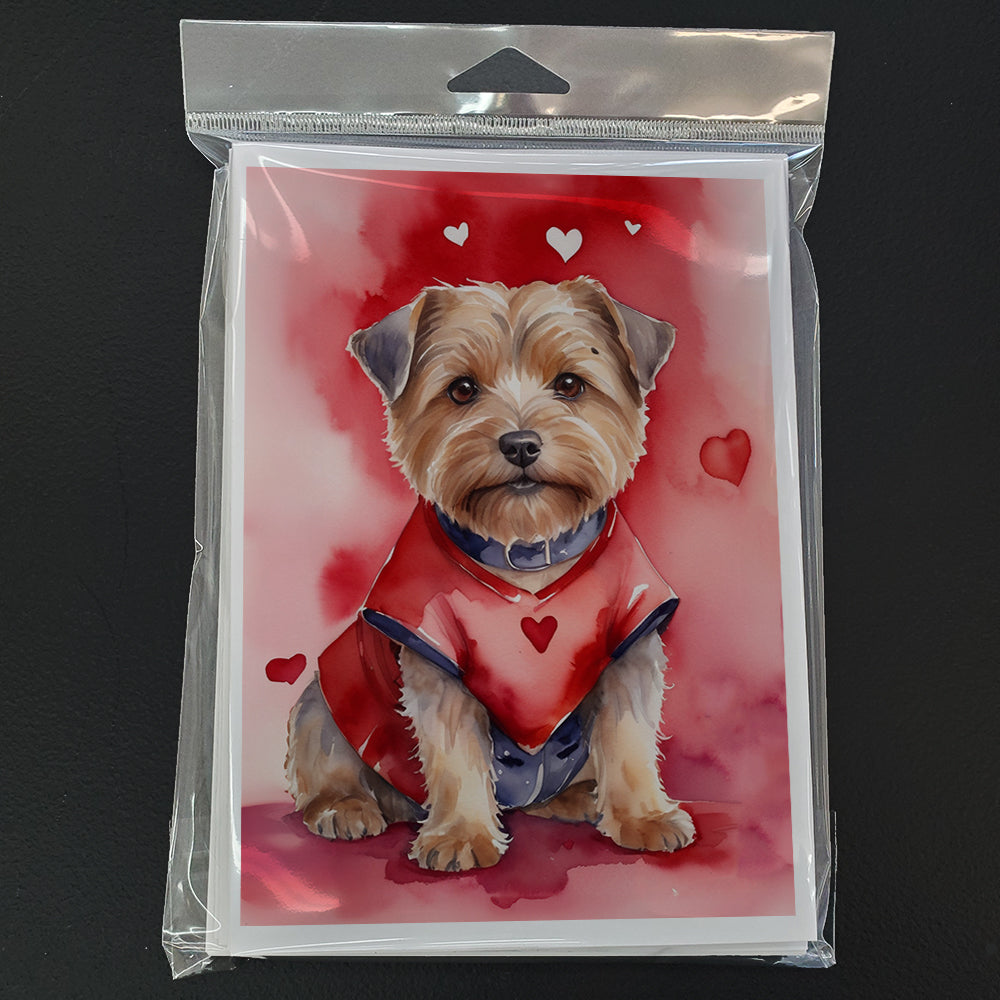Norfolk Terrier My Valentine Greeting Cards Pack of 8 Blank Cards with Envelopes Whimsical A7 Size 5x7