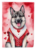Norwegian Elkhound My Valentine House Flag 28x40 Porch Sleeve Pole Decorative Outside Yard Banner Artwork Wall Hanging, Polyester