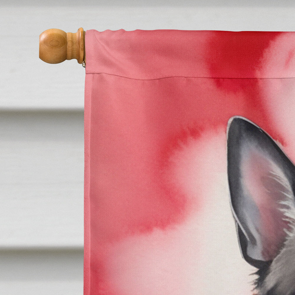 Norwegian Elkhound My Valentine House Flag 28x40 Porch Sleeve Pole Decorative Outside Yard Banner Artwork Wall Hanging, Polyester