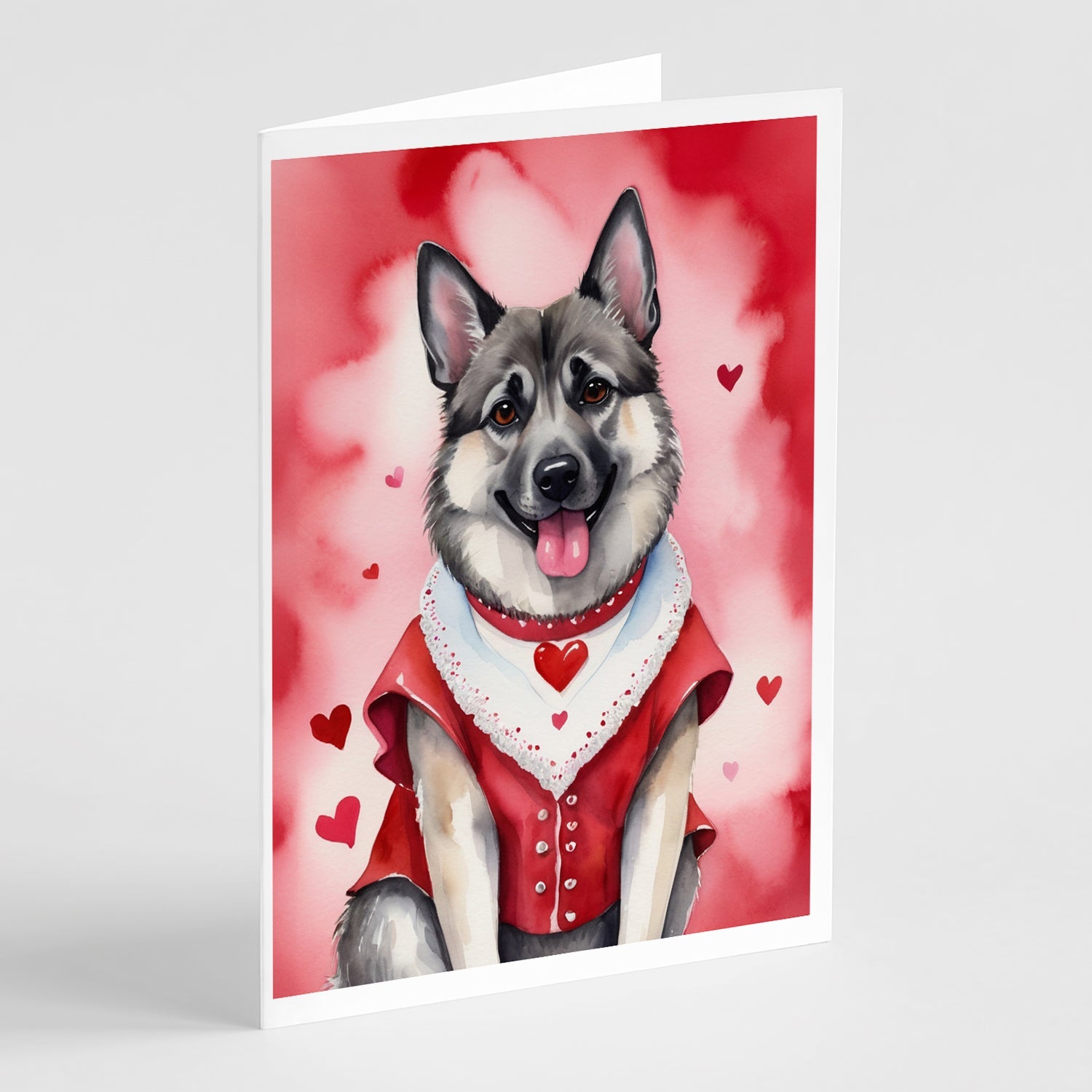 Norwegian Elkhound My Valentine Greeting Cards Pack of 8 Blank Cards with Envelopes Whimsical A7 Size 5x7