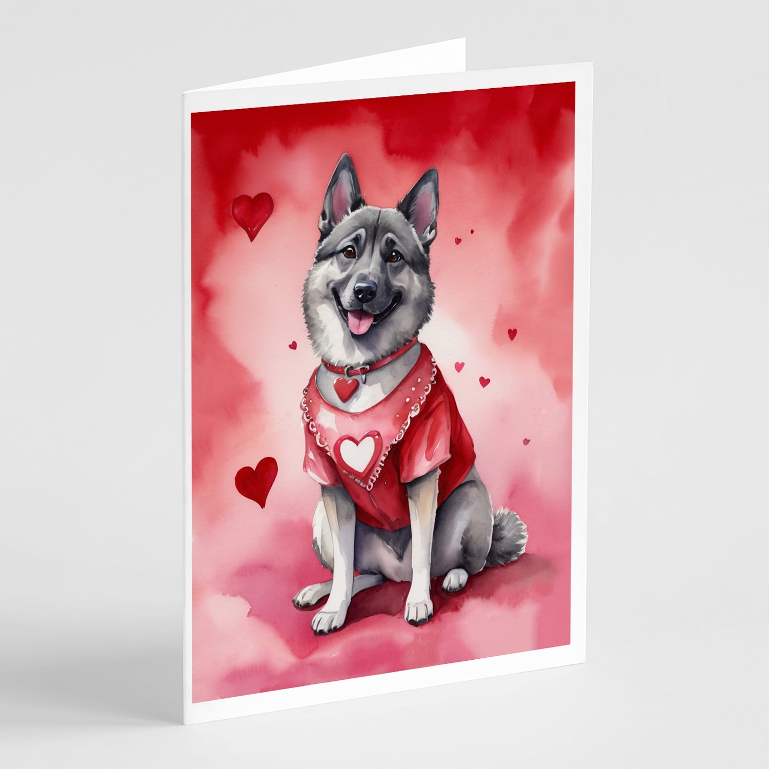 Norwegian Elkhound My Valentine Greeting Cards Pack of 8 Blank Cards with Envelopes Whimsical A7 Size 5x7