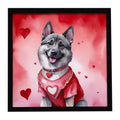 Norwegian Elkhound My Valentine Framed Metal Print Bathroom, Kitchen, Office, Home Decor Wall Art Ready to Hang, Square, 8X8