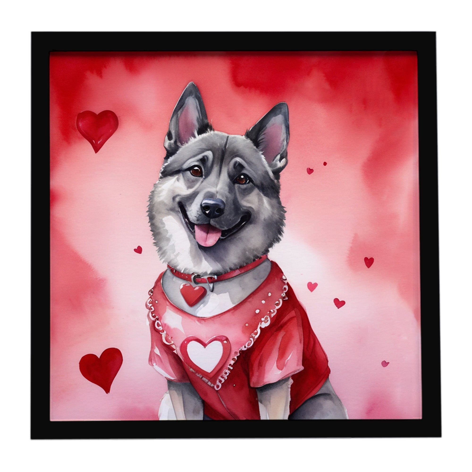 Norwegian Elkhound My Valentine Framed Metal Print Bathroom, Kitchen, Office, Home Decor Wall Art Ready to Hang, Square, 8X8