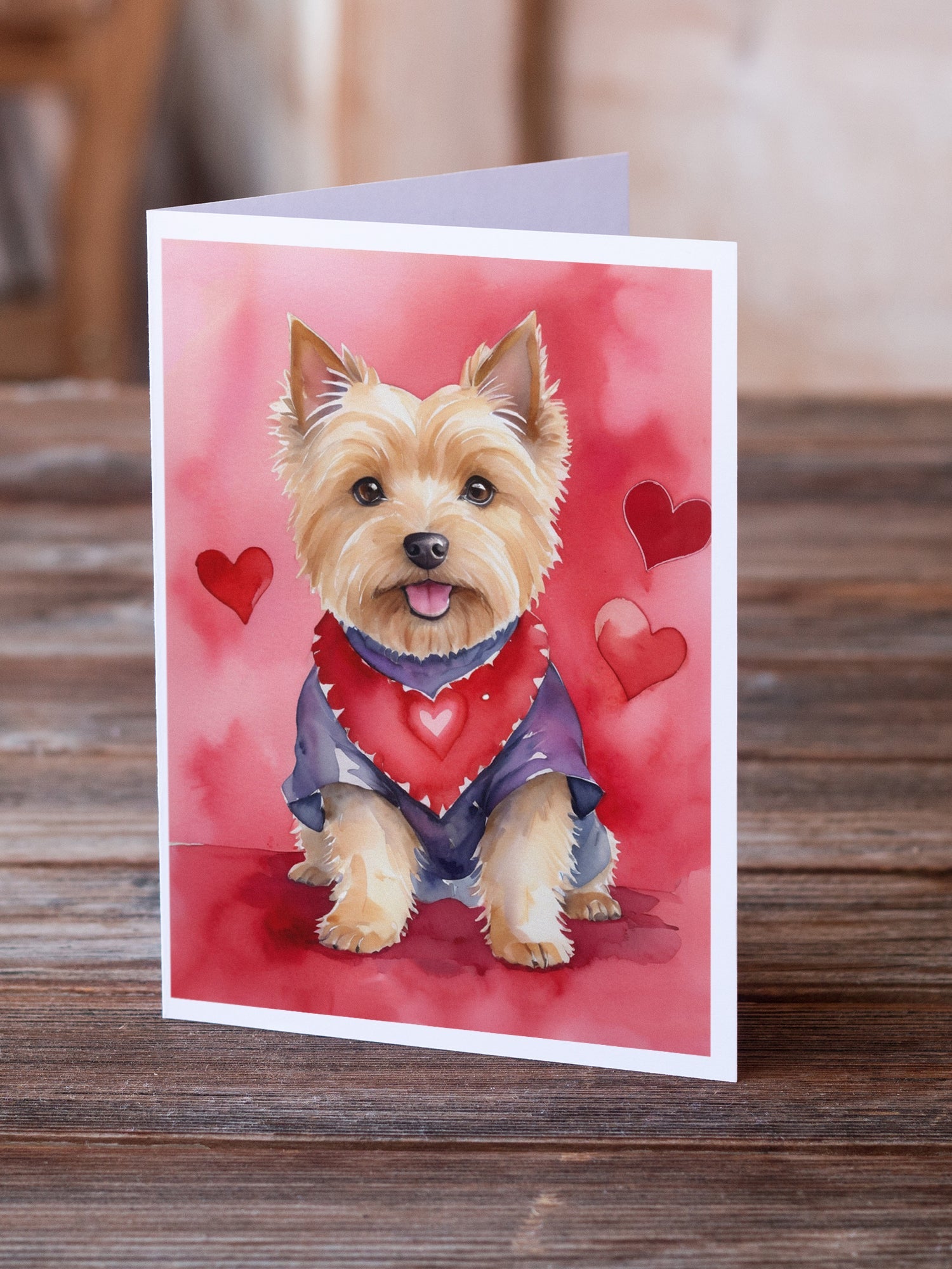 Norwich Terrier My Valentine Greeting Cards Pack of 8 Blank Cards with Envelopes Whimsical A7 Size 5x7