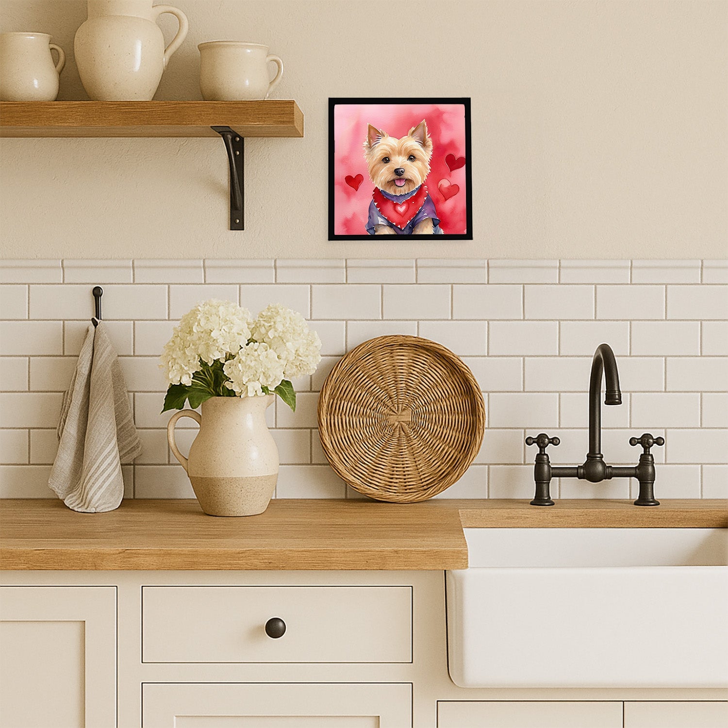 Norwich Terrier My Valentine Framed Metal Print Bathroom, Kitchen, Office, Home Decor Wall Art Ready to Hang, Square, 8X8