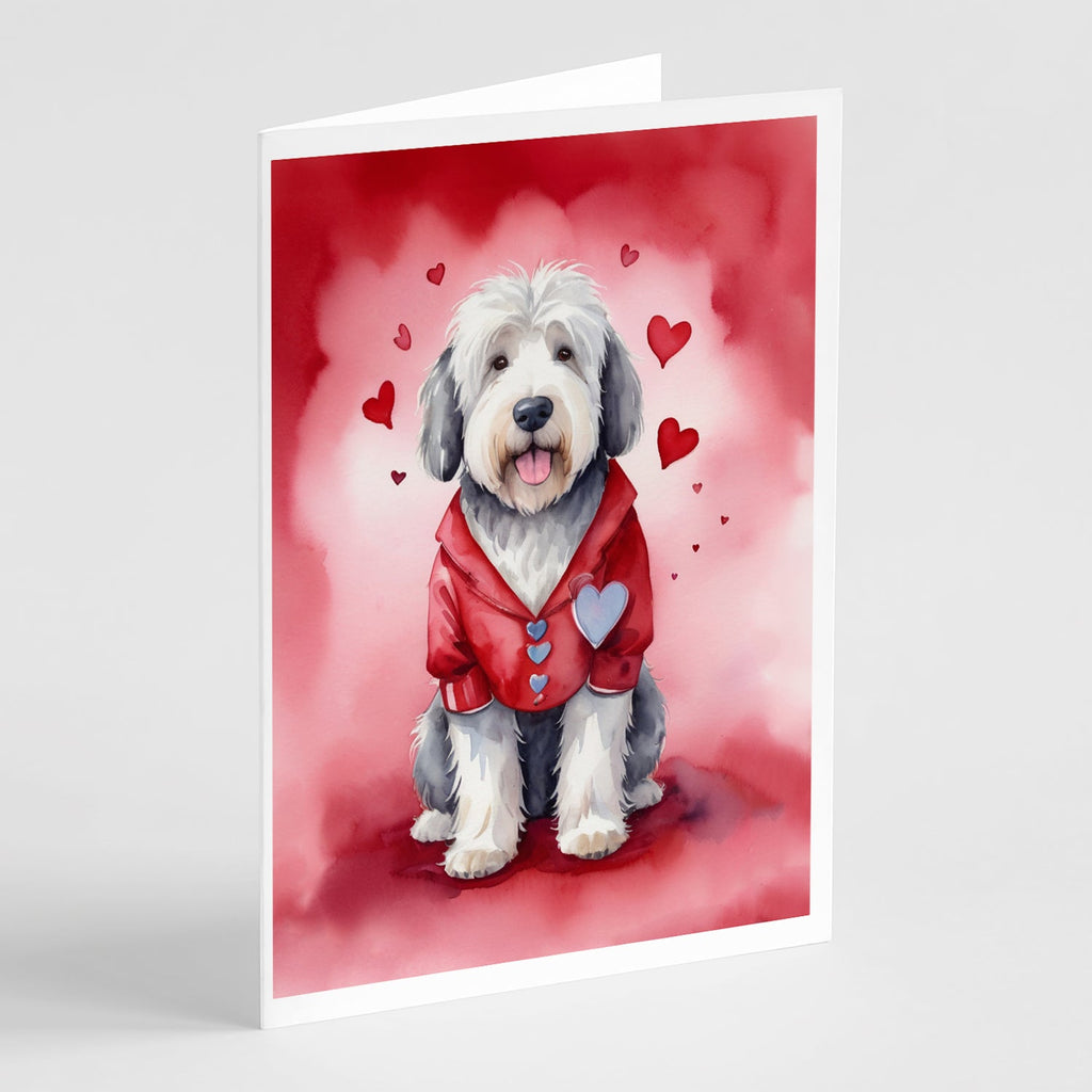 Old English Sheepdog My Valentine Greeting Cards Pack of 8 Blank Cards with Envelopes Whimsical A7 Size 5x7