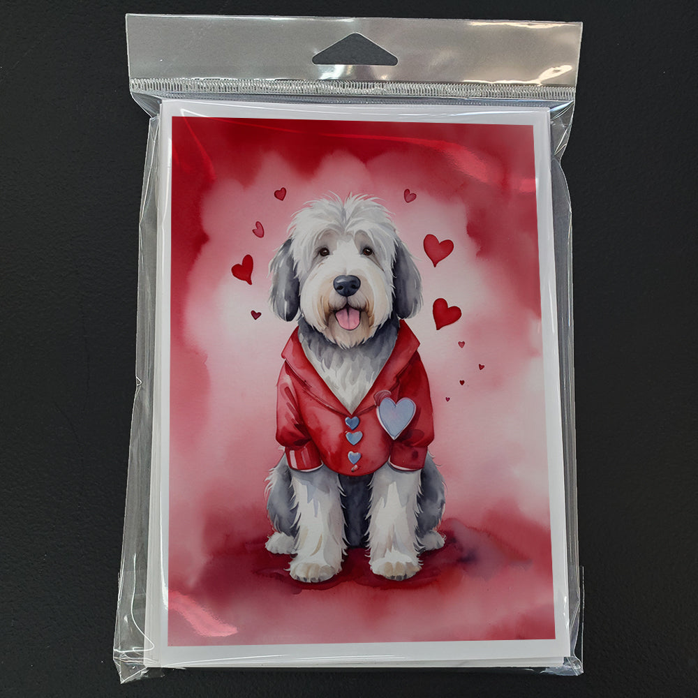 Old English Sheepdog My Valentine Greeting Cards Pack of 8 Blank Cards with Envelopes Whimsical A7 Size 5x7