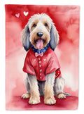 Otterhound My Valentine House Flag 28x40 Porch Sleeve Pole Decorative Outside Yard Banner Artwork Wall Hanging, Polyester