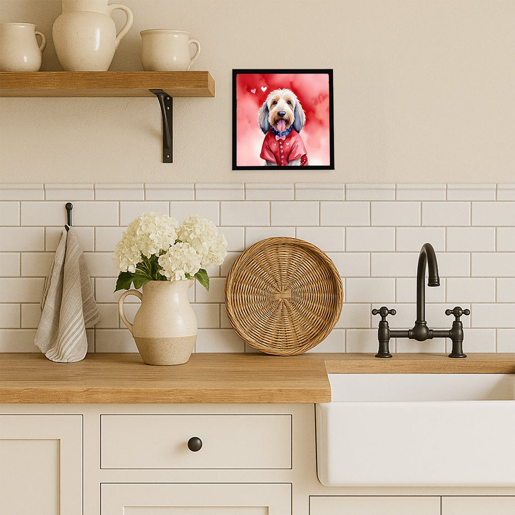 Otterhound My Valentine Framed Metal Print Bathroom, Kitchen, Office, Home Decor Wall Art Ready to Hang, Square, 8X8