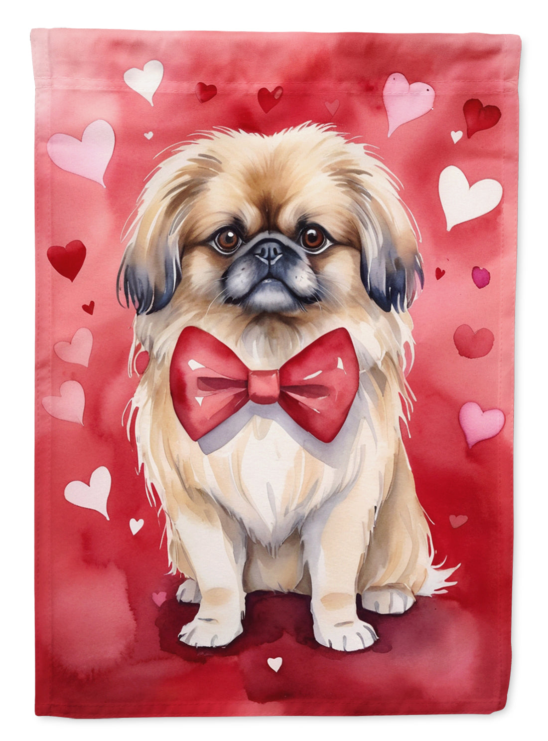 Pekingese My Valentine House Flag 28x40 Porch Sleeve Pole Decorative Outside Yard Banner Artwork Wall Hanging, Polyester