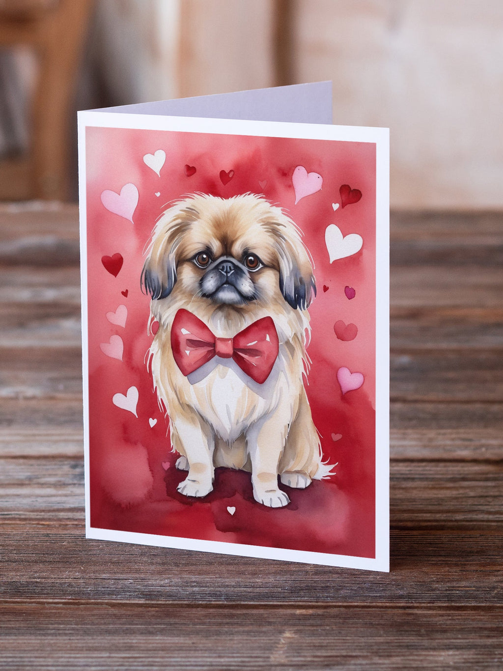 Pekingese My Valentine Greeting Cards Pack of 8 Blank Cards with Envelopes Whimsical A7 Size 5x7