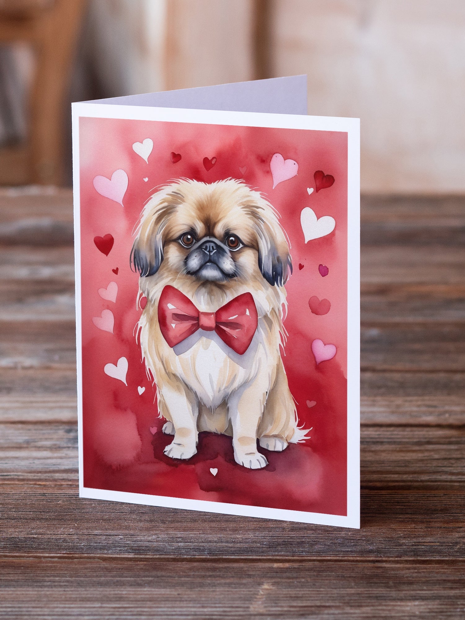 Pekingese My Valentine Greeting Cards Pack of 8 Blank Cards with Envelopes Whimsical A7 Size 5x7
