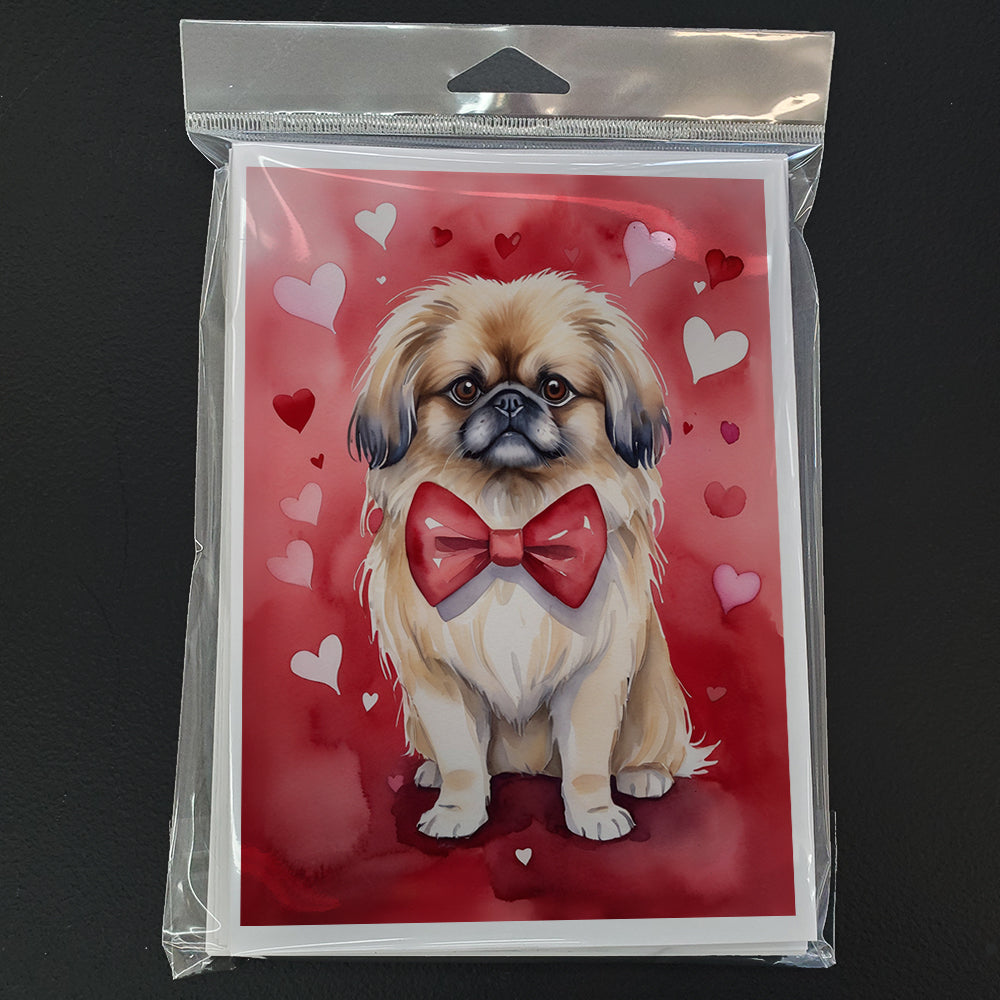 Pekingese My Valentine Greeting Cards Pack of 8 Blank Cards with Envelopes Whimsical A7 Size 5x7