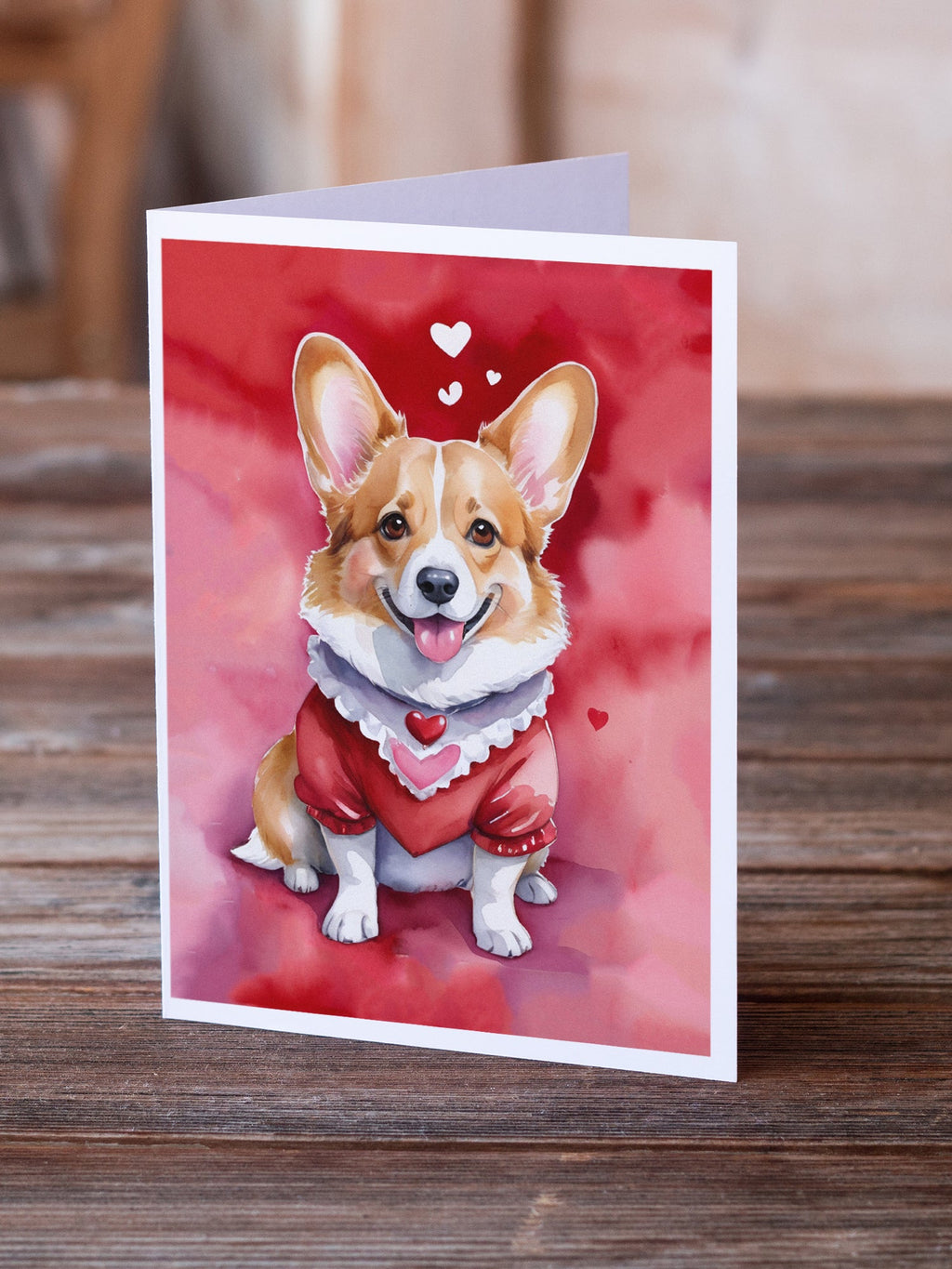 Corgi My Valentine Greeting Cards Pack of 8 Blank Cards with Envelopes Whimsical A7 Size 5x7