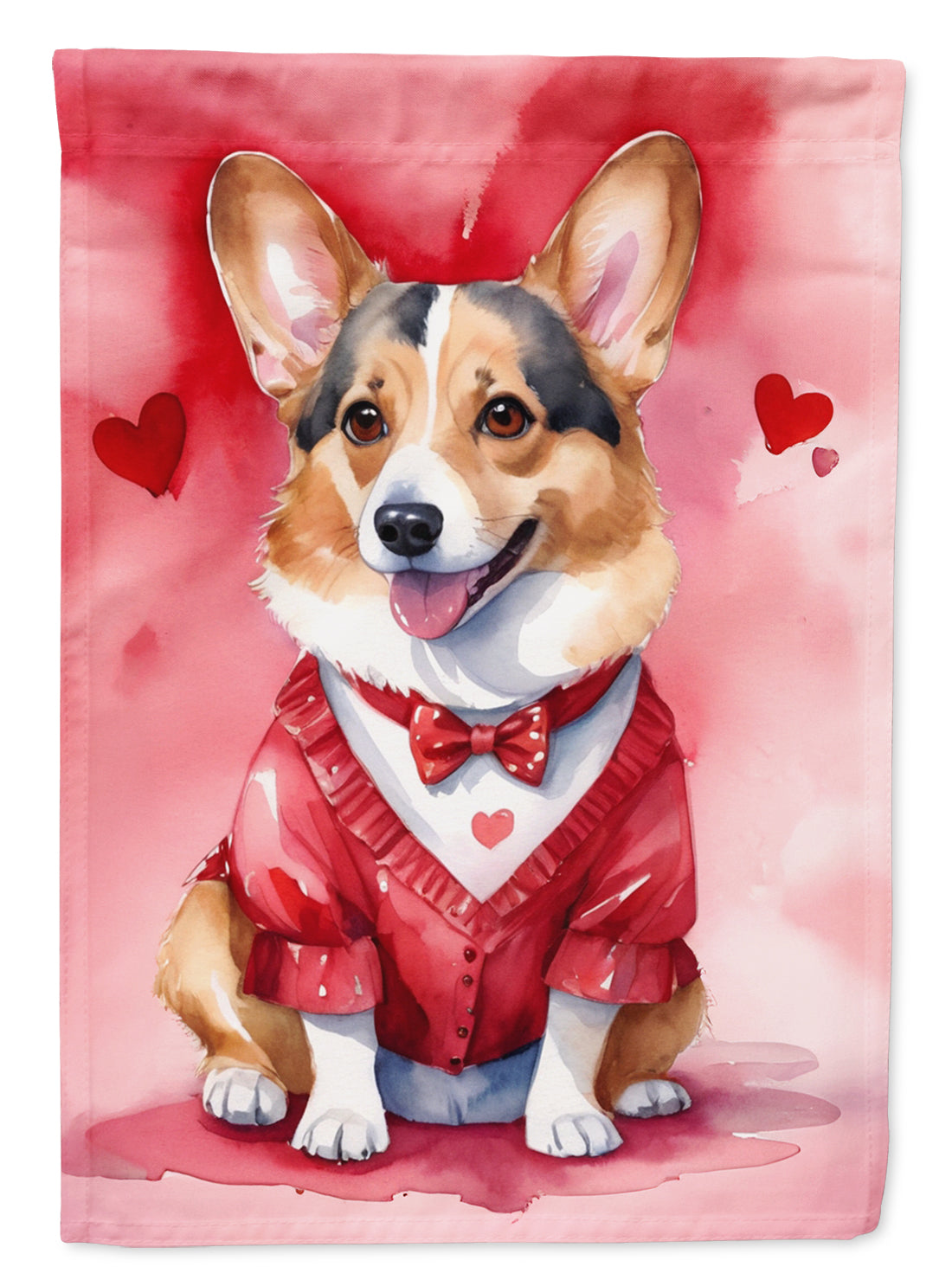 Corgi My Valentine House Flag 28x40 Porch Sleeve Pole Decorative Outside Yard Banner Artwork Wall Hanging, Polyester