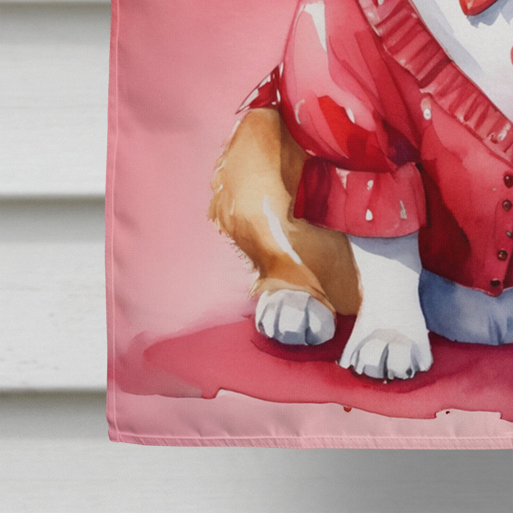 Corgi My Valentine House Flag 28x40 Porch Sleeve Pole Decorative Outside Yard Banner Artwork Wall Hanging, Polyester