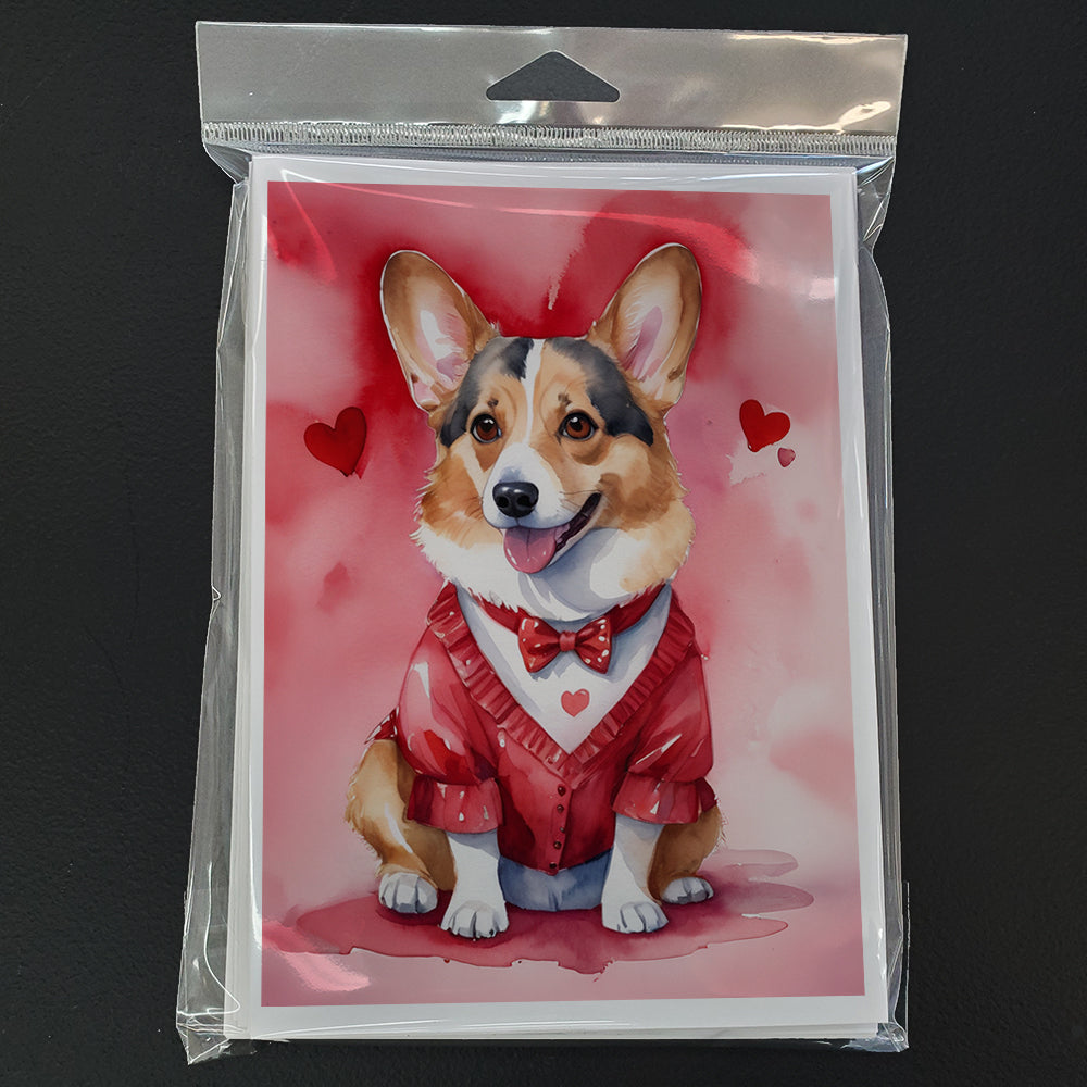 Corgi My Valentine Greeting Cards Pack of 8 Blank Cards with Envelopes Whimsical A7 Size 5x7