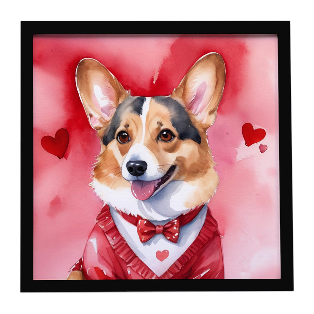 Corgi My Valentine Framed Metal Print Bathroom, Kitchen, Office, Home Decor Wall Art Ready to Hang, Square, 8X8