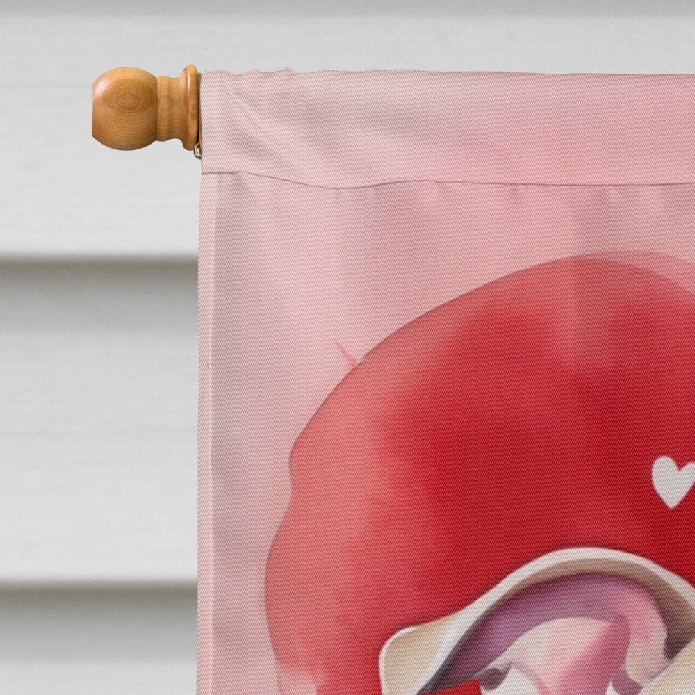 Pit Bull Terrier My Valentine House Flag 28x40 Porch Sleeve Pole Decorative Outside Yard Banner Artwork Wall Hanging, Polyester