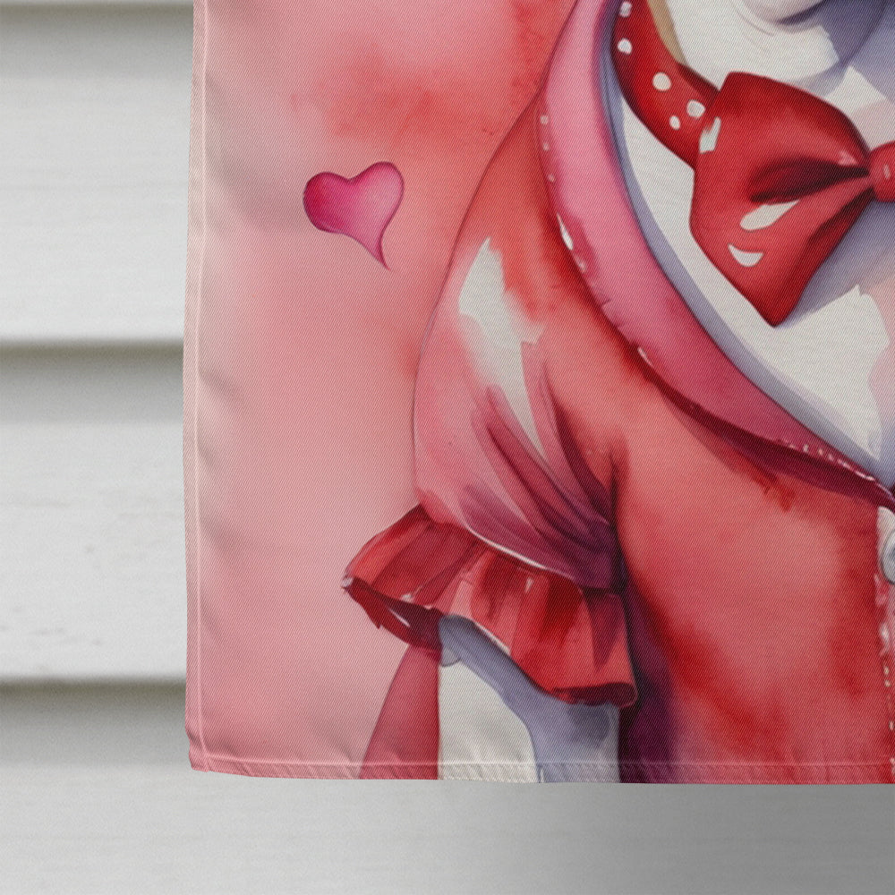 Pit Bull Terrier My Valentine House Flag 28x40 Porch Sleeve Pole Decorative Outside Yard Banner Artwork Wall Hanging, Polyester