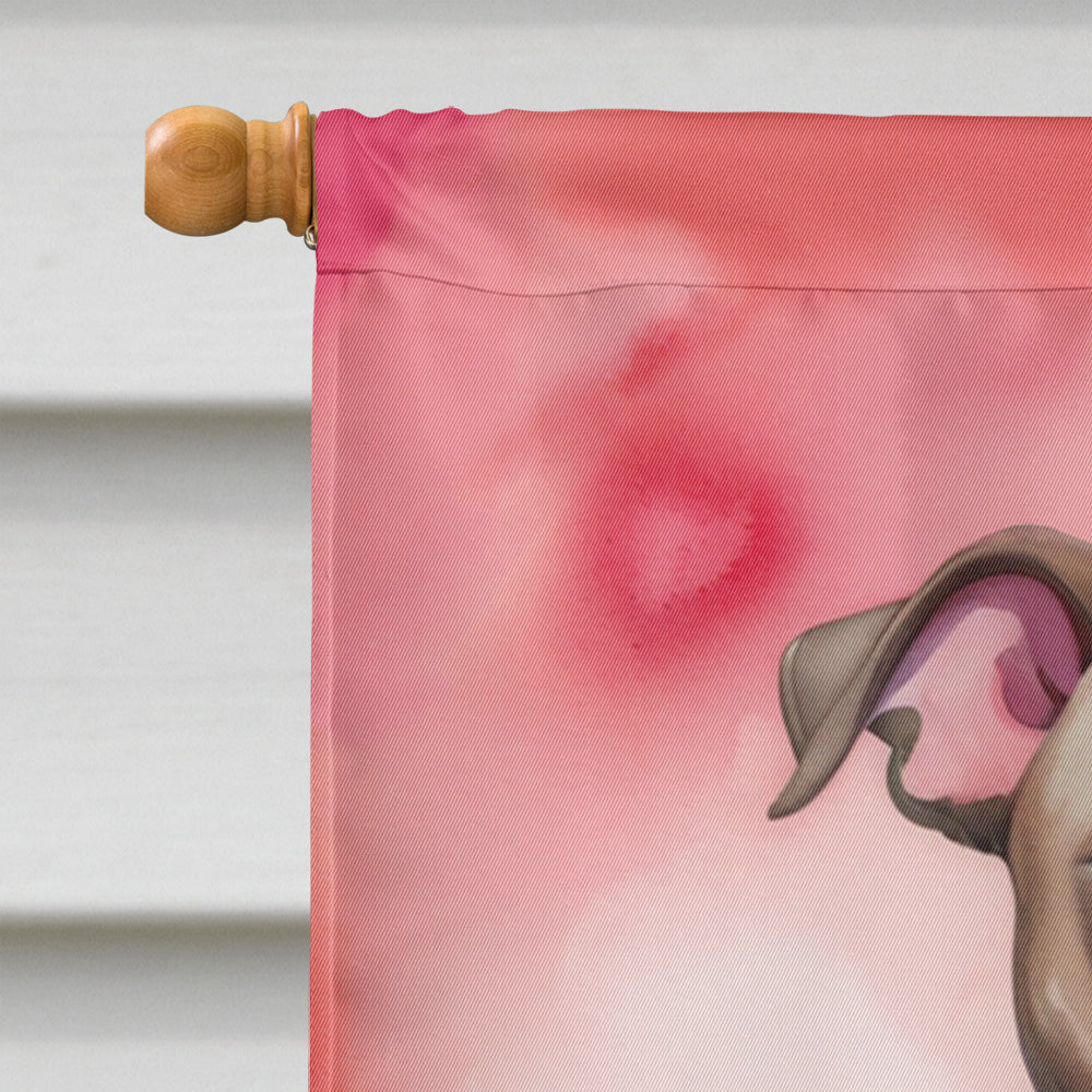 Pit Bull Terrier My Valentine House Flag 28x40 Porch Sleeve Pole Decorative Outside Yard Banner Artwork Wall Hanging, Polyester