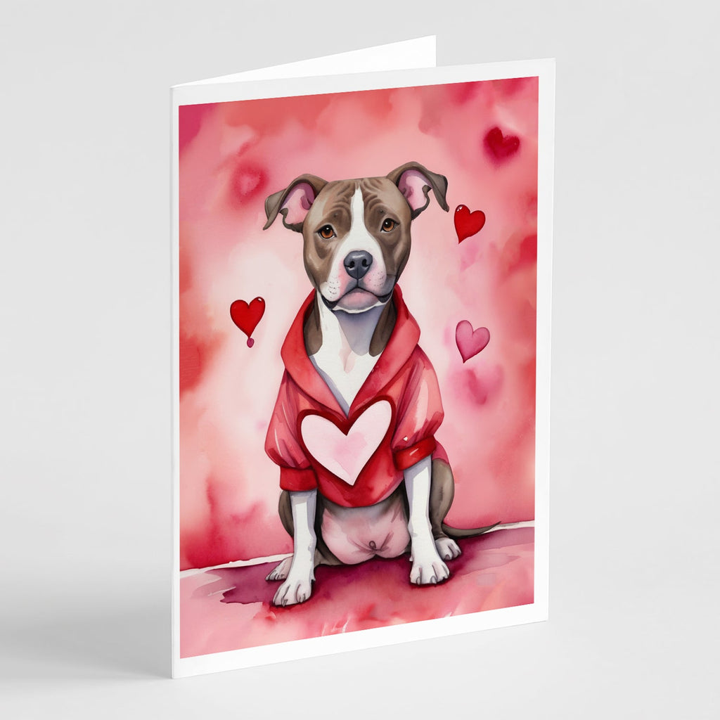 Pit Bull Terrier My Valentine Greeting Cards Pack of 8 Blank Cards with Envelopes Whimsical A7 Size 5x7