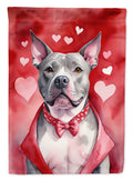 Pit Bull Terrier My Valentine House Flag 28x40 Porch Sleeve Pole Decorative Outside Yard Banner Artwork Wall Hanging, Polyester