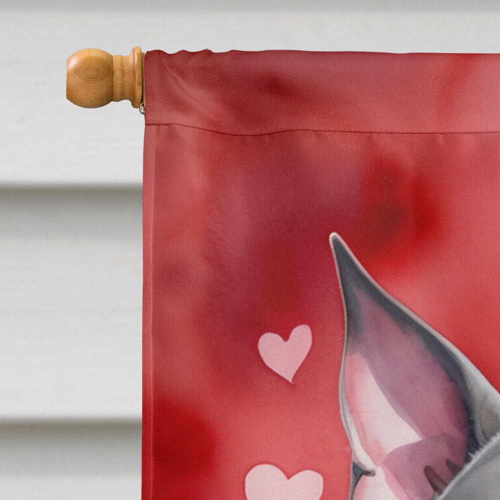 Pit Bull Terrier My Valentine House Flag 28x40 Porch Sleeve Pole Decorative Outside Yard Banner Artwork Wall Hanging, Polyester