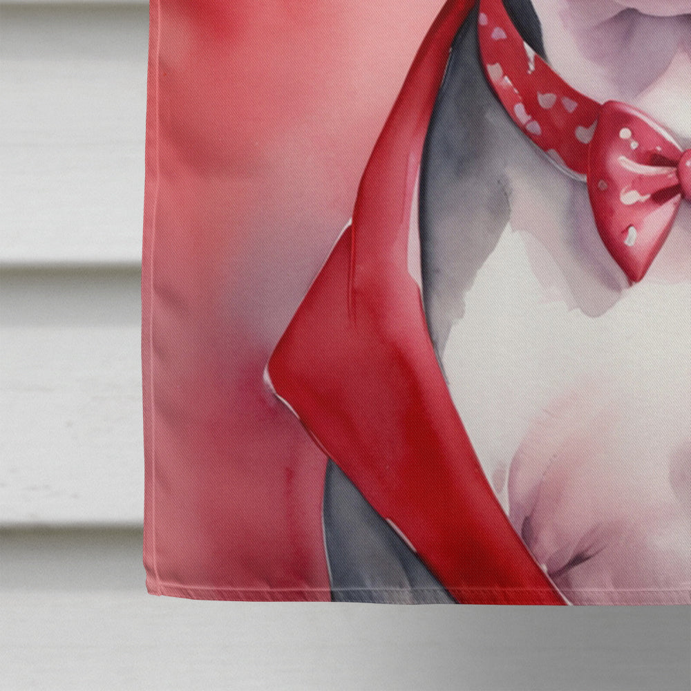 Pit Bull Terrier My Valentine House Flag 28x40 Porch Sleeve Pole Decorative Outside Yard Banner Artwork Wall Hanging, Polyester