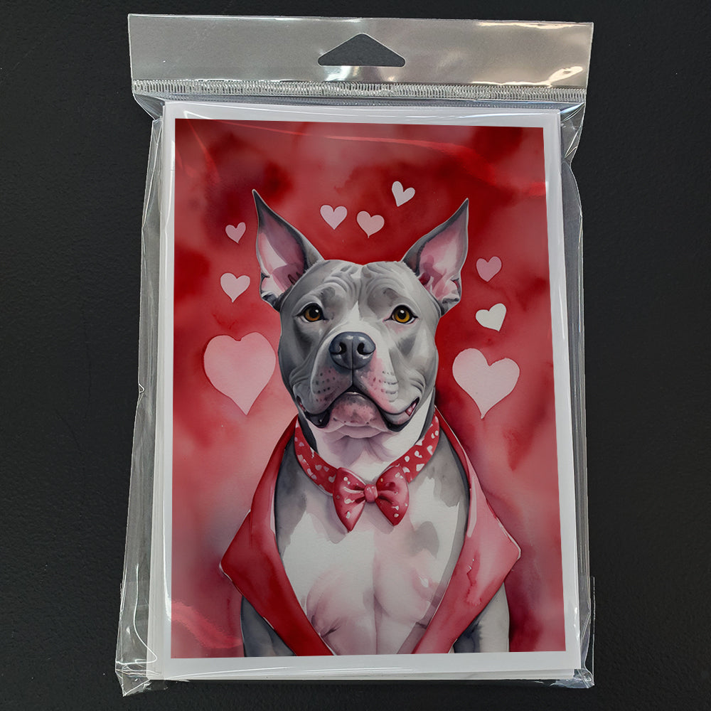 Pit Bull Terrier My Valentine Greeting Cards Pack of 8 Blank Cards with Envelopes Whimsical A7 Size 5x7